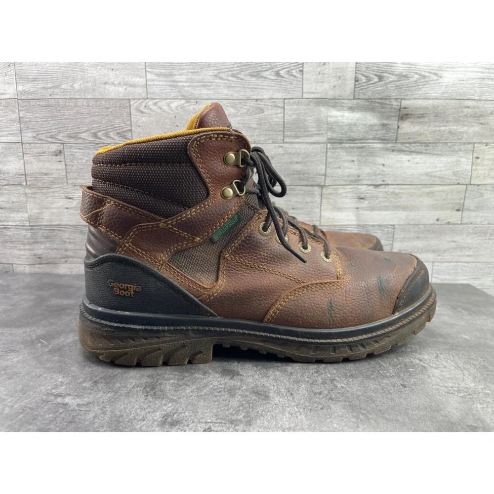 Georgia Zero Drag 6in Safety Boots Mens 13M Brown Leather Steel Toe Work Hi
